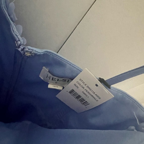 Helsi Audrey Square-Neck Floral Applique Sheer Midi Dress - Periwinkle - Small - Picture 7 of 7